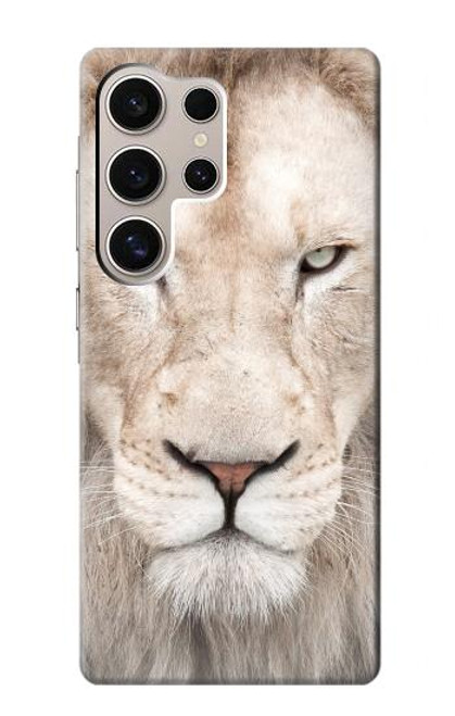 W2399 White Lion Face Hard Case and Leather Flip Case For Samsung Galaxy S24 Ultra