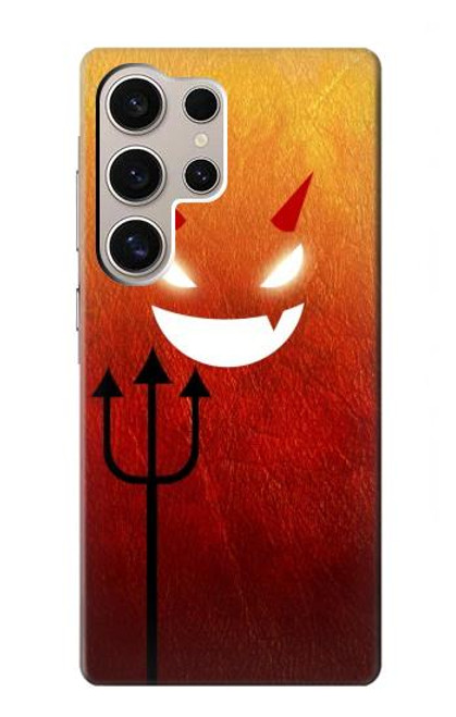 W2454 Red Cute Little Devil Cartoon Hard Case and Leather Flip Case For Samsung Galaxy S24 Ultra