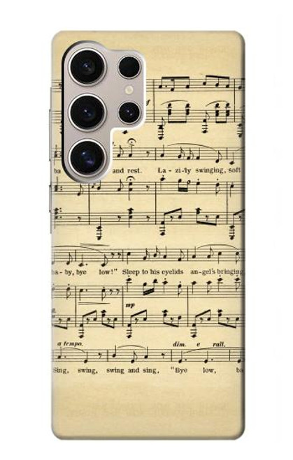 W2504 Vintage Music Sheet Hard Case and Leather Flip Case For Samsung Galaxy S24 Ultra