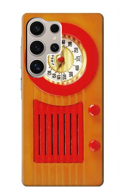 W2780 Vintage Orange Bakelite Radio Hard Case and Leather Flip Case For Samsung Galaxy S24 Ultra