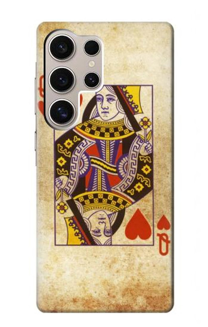 W2833 Poker Card Queen Hearts Hard Case and Leather Flip Case For Samsung Galaxy S24 Ultra