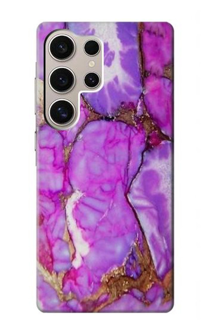 W2907 Purple Turquoise Stone Hard Case and Leather Flip Case For Samsung Galaxy S24 Ultra