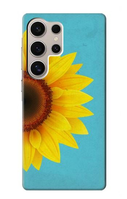 W3039 Vintage Sunflower Blue Hard Case and Leather Flip Case For Samsung Galaxy S24 Ultra