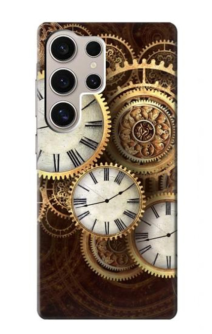 W3172 Gold Clock Live Hard Case and Leather Flip Case For Samsung Galaxy S24 Ultra