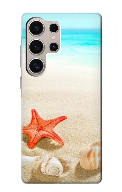 W3212 Sea Shells Starfish Beach Hard Case and Leather Flip Case For Samsung Galaxy S24 Ultra