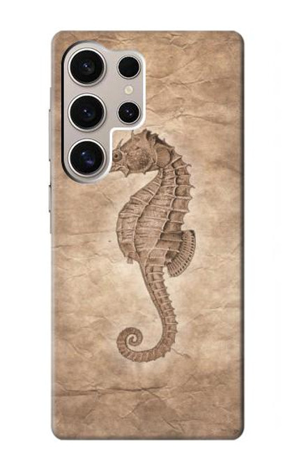 W3214 Seahorse Skeleton Fossil Hard Case and Leather Flip Case For Samsung Galaxy S24 Ultra