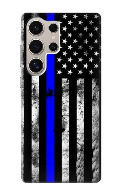 W3244 Thin Blue Line USA Hard Case and Leather Flip Case For Samsung Galaxy S24 Ultra