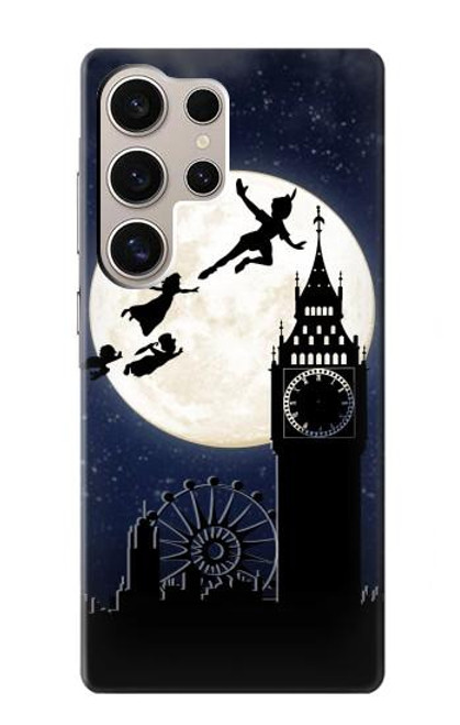 W3249 Peter Pan Fly Full Moon Night Hard Case and Leather Flip Case For Samsung Galaxy S24 Ultra