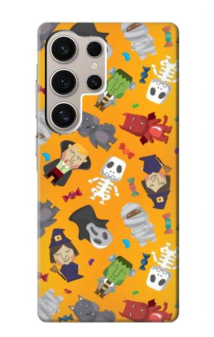 W3275 Cute Halloween Cartoon Pattern Hard Case and Leather Flip Case For Samsung Galaxy S24 Ultra