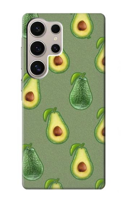 W3285 Avocado Fruit Pattern Hard Case and Leather Flip Case For Samsung Galaxy S24 Ultra