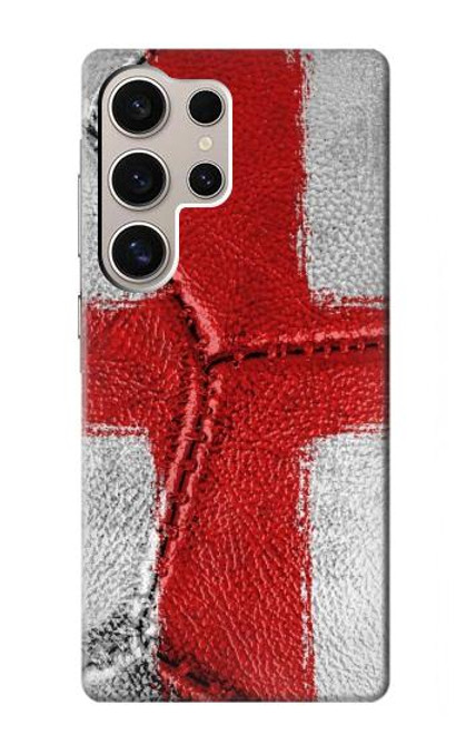 W3316 England Flag Vintage Football Graphic Hard Case and Leather Flip Case For Samsung Galaxy S24 Ultra