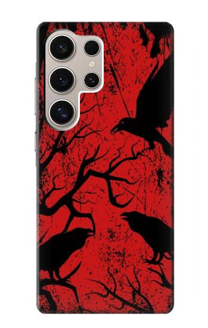 W3325 Crow Black Blood Tree Hard Case and Leather Flip Case For Samsung Galaxy S24 Ultra