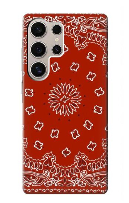 W3355 Bandana Red Pattern Hard Case and Leather Flip Case For Samsung Galaxy S24 Ultra