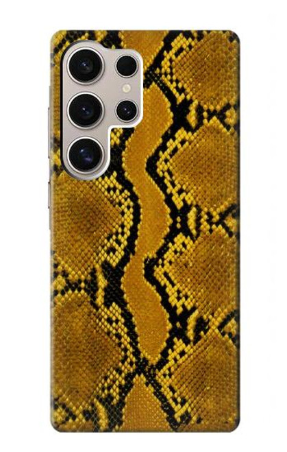 W3365 Yellow Python Skin Graphic Print Hard Case and Leather Flip Case For Samsung Galaxy S24 Ultra