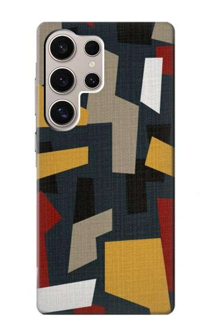 W3386 Abstract Fabric Texture Hard Case and Leather Flip Case For Samsung Galaxy S24 Ultra