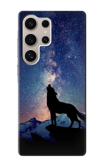 W3555 Wolf Howling Million Star Hard Case and Leather Flip Case For Samsung Galaxy S24 Ultra