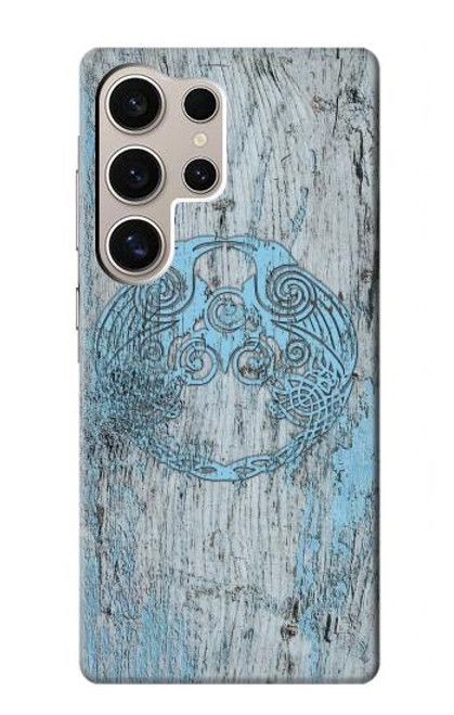 W3829 Huginn And Muninn Twin Ravens Norse Hard Case and Leather Flip Case For Samsung Galaxy S24 Ultra