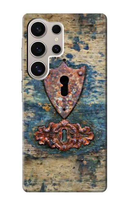 W3955 Vintage Keyhole Weather Door Hard Case and Leather Flip Case For Samsung Galaxy S24 Ultra