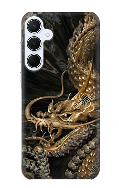 W0426 Gold Dragon Hard Case and Leather Flip Case For Samsung Galaxy A55 5G