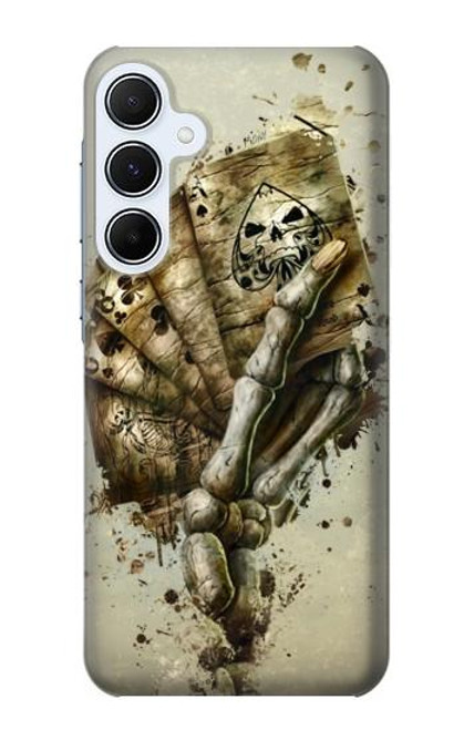 W0550 Skull Card Poker Hard Case and Leather Flip Case For Samsung Galaxy A55 5G