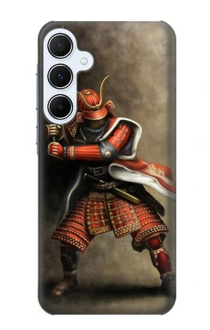 W0796 Japan Red Samurai Hard Case and Leather Flip Case For Samsung Galaxy A55 5G