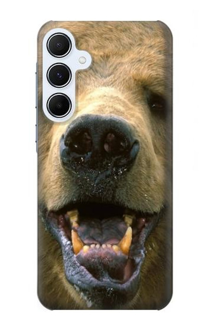 W0840 Grizzly Bear Face Hard Case and Leather Flip Case For Samsung Galaxy A55 5G