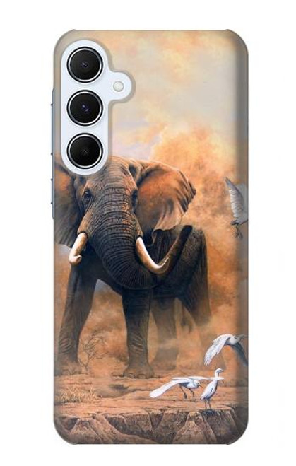 W1292 Dusty Elephant Egrets Hard Case and Leather Flip Case For Samsung Galaxy A55 5G