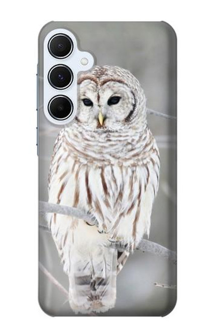 W1566 Snowy Owl White Owl Hard Case and Leather Flip Case For Samsung Galaxy A55 5G