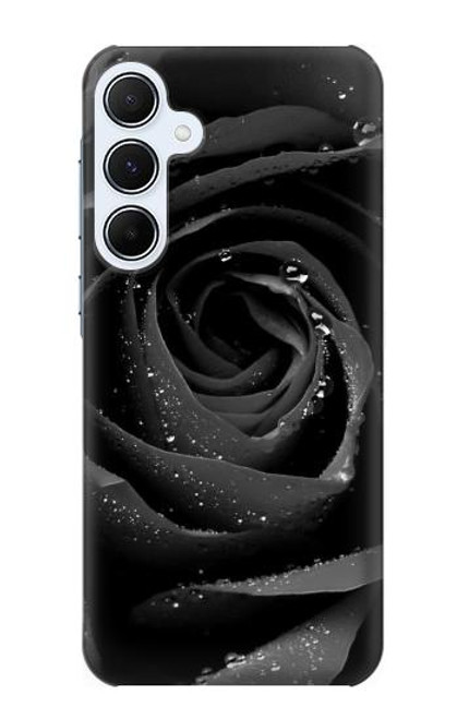 W1598 Black Rose Hard Case and Leather Flip Case For Samsung Galaxy A55 5G