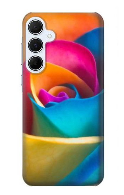 W1671 Rainbow Colorful Rose Hard Case and Leather Flip Case For Samsung Galaxy A55 5G