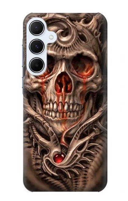 W1675 Skull Blood Tattoo Hard Case and Leather Flip Case For Samsung Galaxy A55 5G