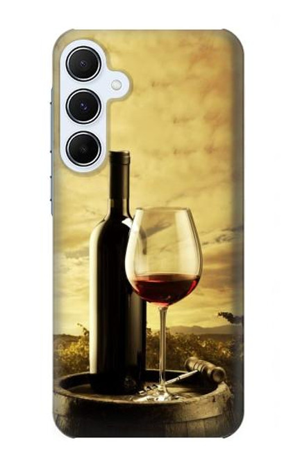 W2042 A Grape Vineyard Grapes Bottle Red Wine Hard Case and Leather Flip Case For Samsung Galaxy A55 5G