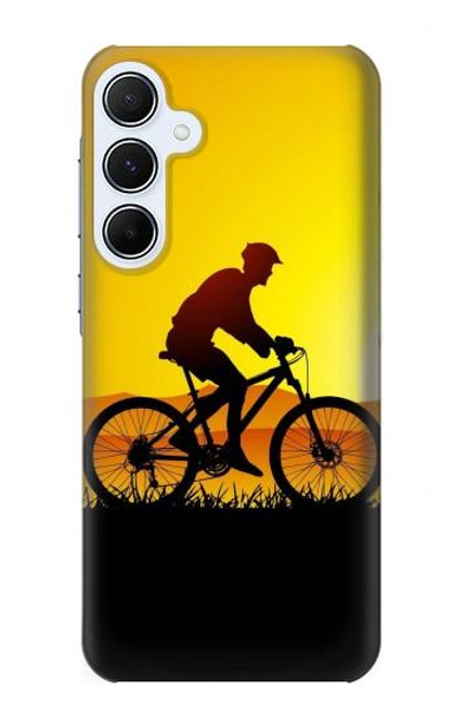 W2385 Bicycle Bike Sunset Hard Case and Leather Flip Case For Samsung Galaxy A55 5G