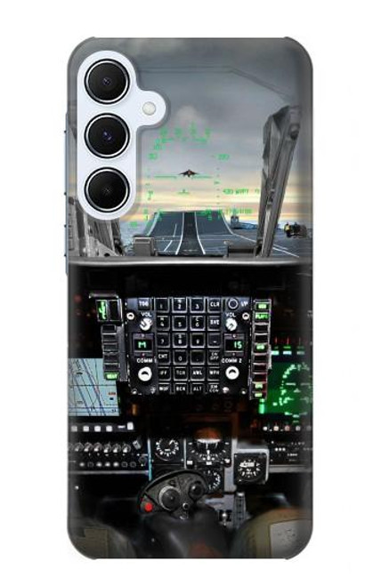 W2435 Fighter Jet Aircraft Cockpit Hard Case and Leather Flip Case For Samsung Galaxy A55 5G