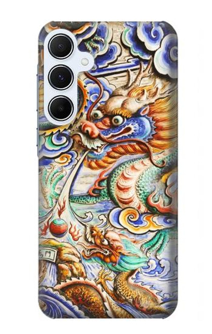 W2584 Traditional Chinese Dragon Art Hard Case and Leather Flip Case For Samsung Galaxy A55 5G