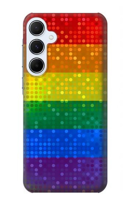 W2683 Rainbow LGBT Pride Flag Hard Case and Leather Flip Case For Samsung Galaxy A55 5G