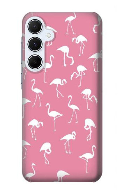 W2858 Pink Flamingo Pattern Hard Case and Leather Flip Case For Samsung Galaxy A55 5G