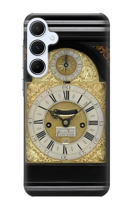 W3144 Antique Bracket Clock Hard Case and Leather Flip Case For Samsung Galaxy A55 5G