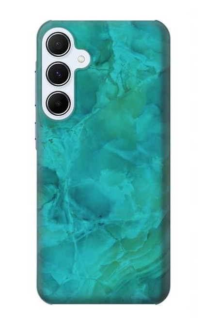 W3147 Aqua Marble Stone Hard Case and Leather Flip Case For Samsung Galaxy A55 5G