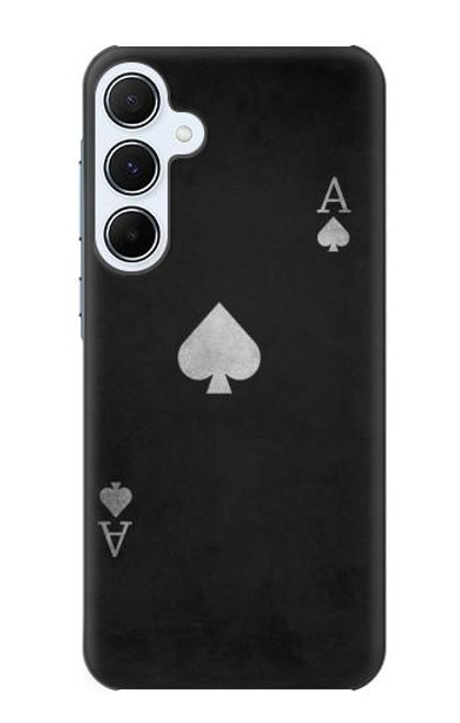 W3152 Black Ace of Spade Hard Case and Leather Flip Case For Samsung Galaxy A55 5G