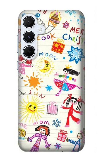 W3280 Kids Drawing Hard Case and Leather Flip Case For Samsung Galaxy A55 5G