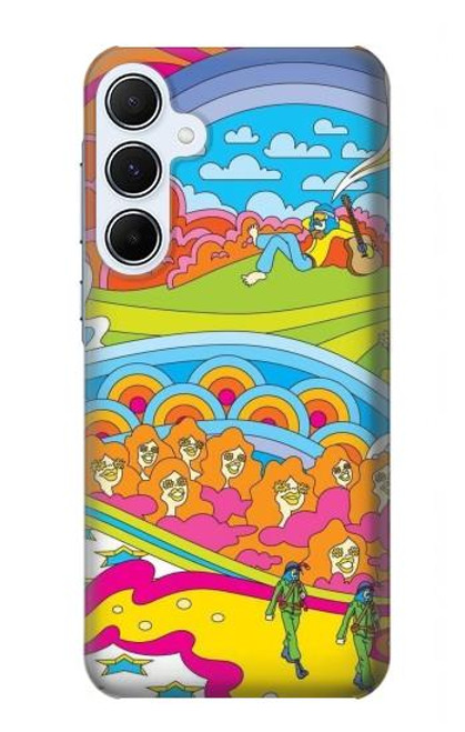 W3407 Hippie Art Hard Case and Leather Flip Case For Samsung Galaxy A55 5G