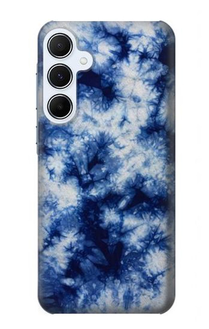 W3439 Fabric Indigo Tie Dye Hard Case and Leather Flip Case For Samsung Galaxy A55 5G