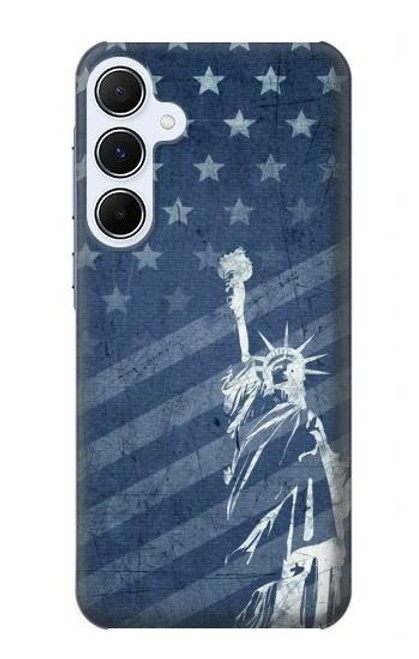 W3450 US Flag Liberty Statue Hard Case and Leather Flip Case For Samsung Galaxy A55 5G