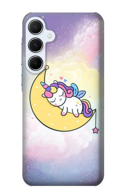 W3485 Cute Unicorn Sleep Hard Case and Leather Flip Case For Samsung Galaxy A55 5G