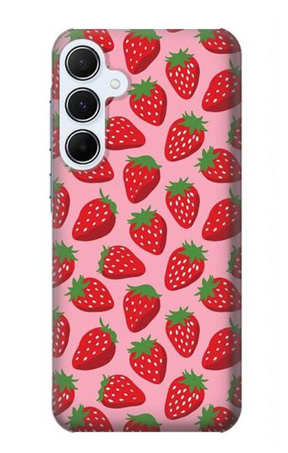 W3719 Strawberry Pattern Hard Case and Leather Flip Case For Samsung Galaxy A55 5G