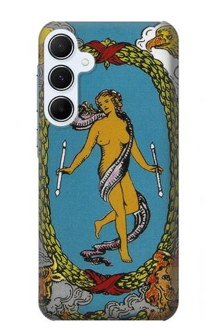 W3746 Tarot Card The World Hard Case and Leather Flip Case For Samsung Galaxy A55 5G