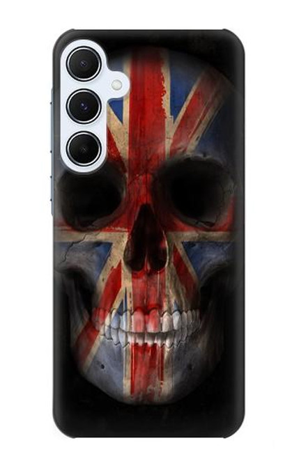 W3848 United Kingdom Flag Skull Hard Case and Leather Flip Case For Samsung Galaxy A55 5G