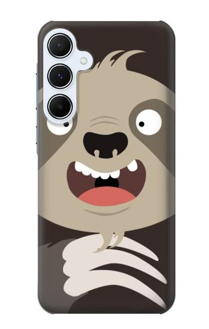 W3855 Sloth Face Cartoon Hard Case and Leather Flip Case For Samsung Galaxy A55 5G