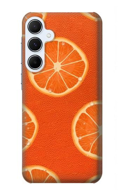 W3946 Seamless Orange Pattern Hard Case and Leather Flip Case For Samsung Galaxy A55 5G